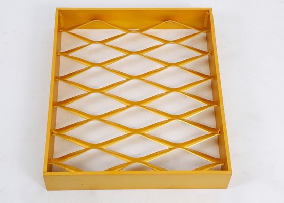 Gold Aluminum Expanded Mesh Cladding 3.5mm 4.0mm With Frame